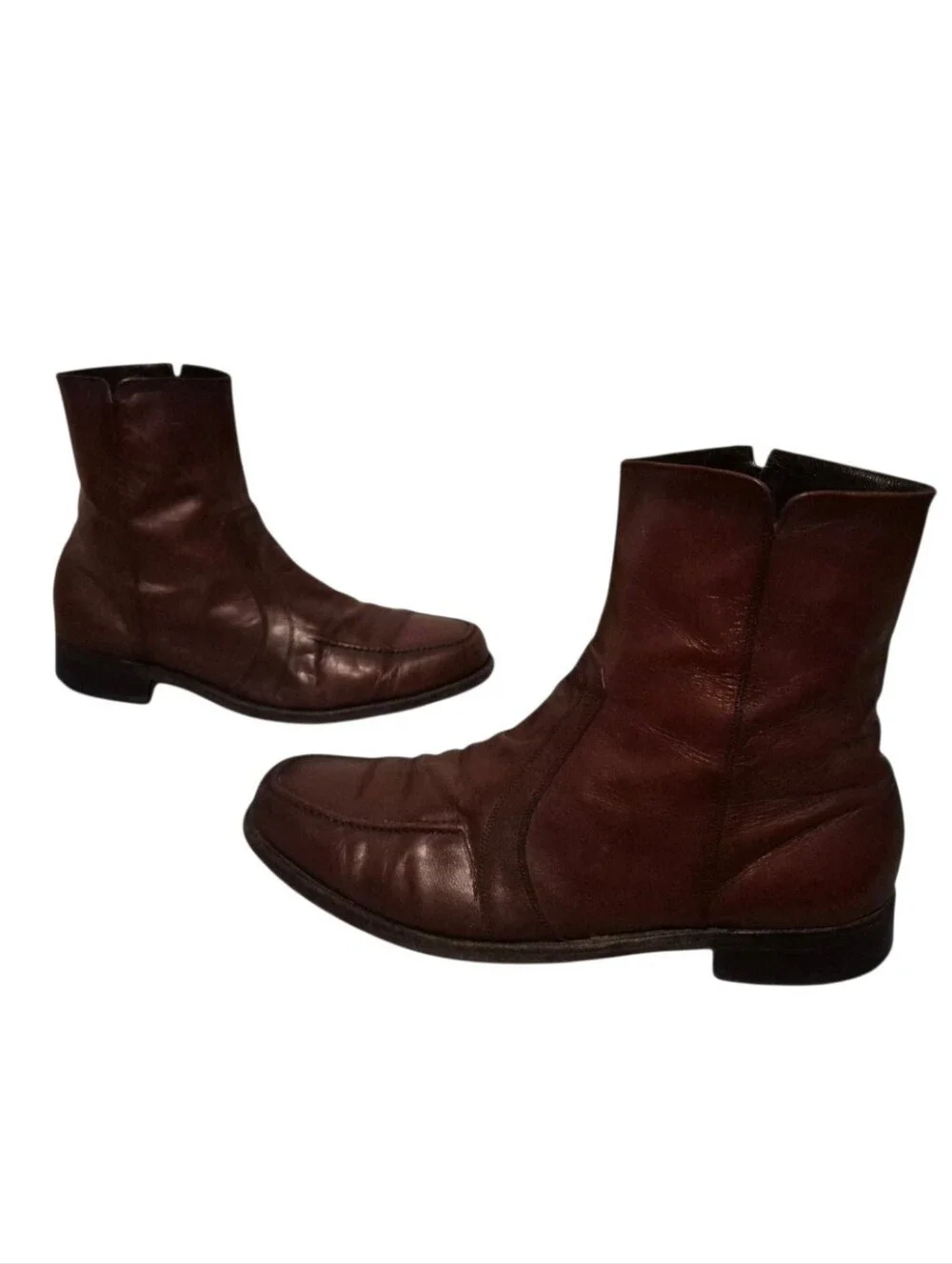 Vintage Florsheim Leather Side-Zip Moc-Toe Moto Dress Boots Men's Size 9.5E
